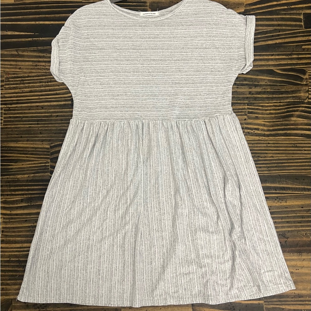 Caution To The Wind Gray Ruffled Tiered Sundress